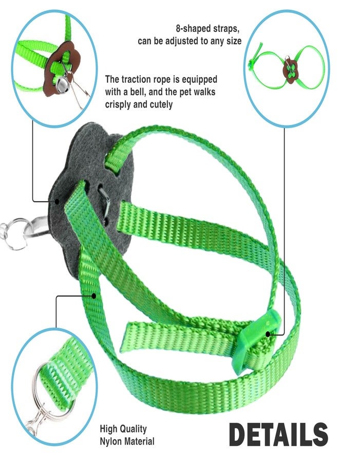 HOKABLE 2 Pack Adjustable Hamster Leash Harness for Harness for Ferret Baby Rabbit Hamster Rat Mouse Leash Lead with Bell (Green) - Image 4